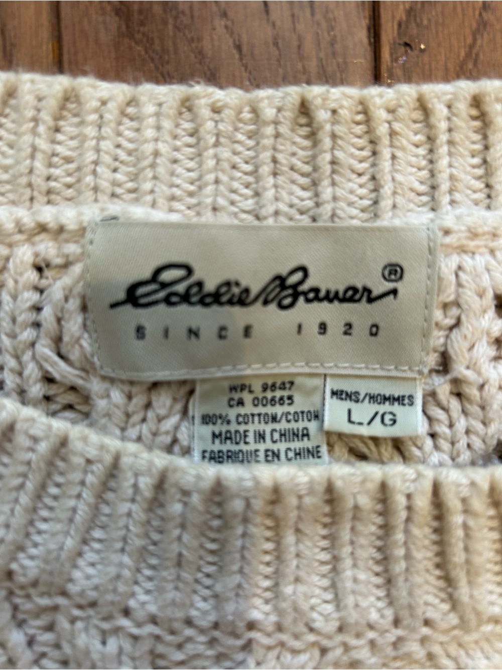 Vintage Eddie Bauer Natural/Cream Cable-Knit Crewneck Sweater